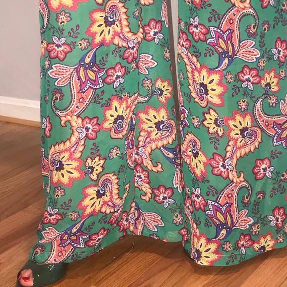 UPS & Down Green Floral Wise Leg Bottom Pant - Picture 4 of 4